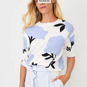 Ann Taylor Intarsia Floral Wedge Sweater XL